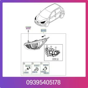 چراغ جلو راست هیوندای i20